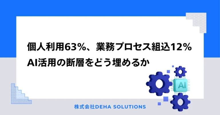 個人利用63%、業務プロセス組込12% AI活用の断層をどう埋めるか